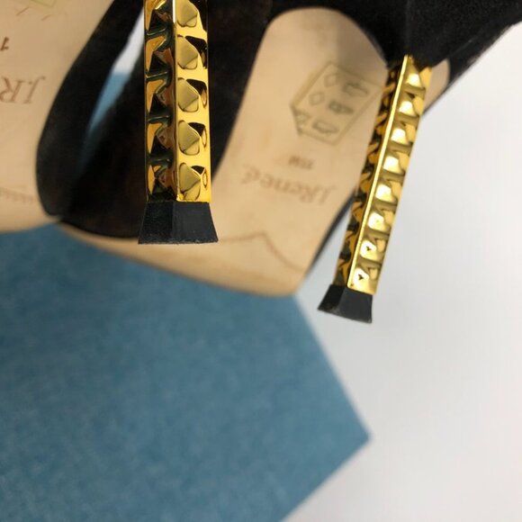 J. Renee leather & suede - Adan black & brown gold heeled pointed pumps size 11M - Picture 13 of 16